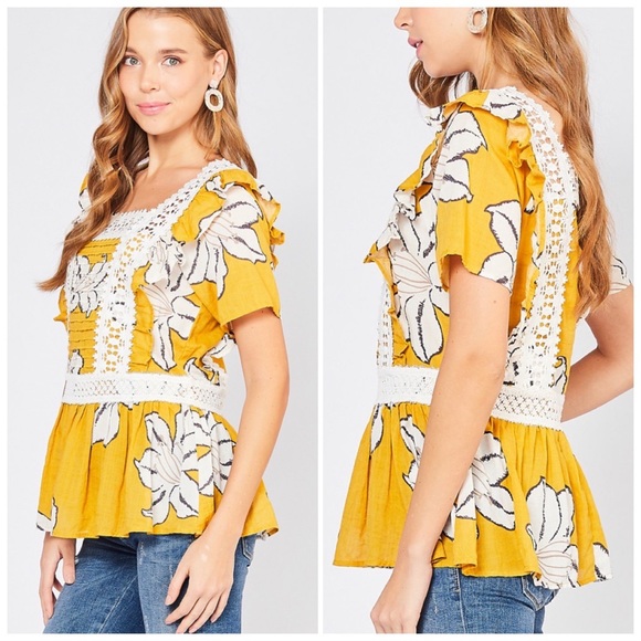 Entro Big Flowers Peplum Top - Picture 2 of 7